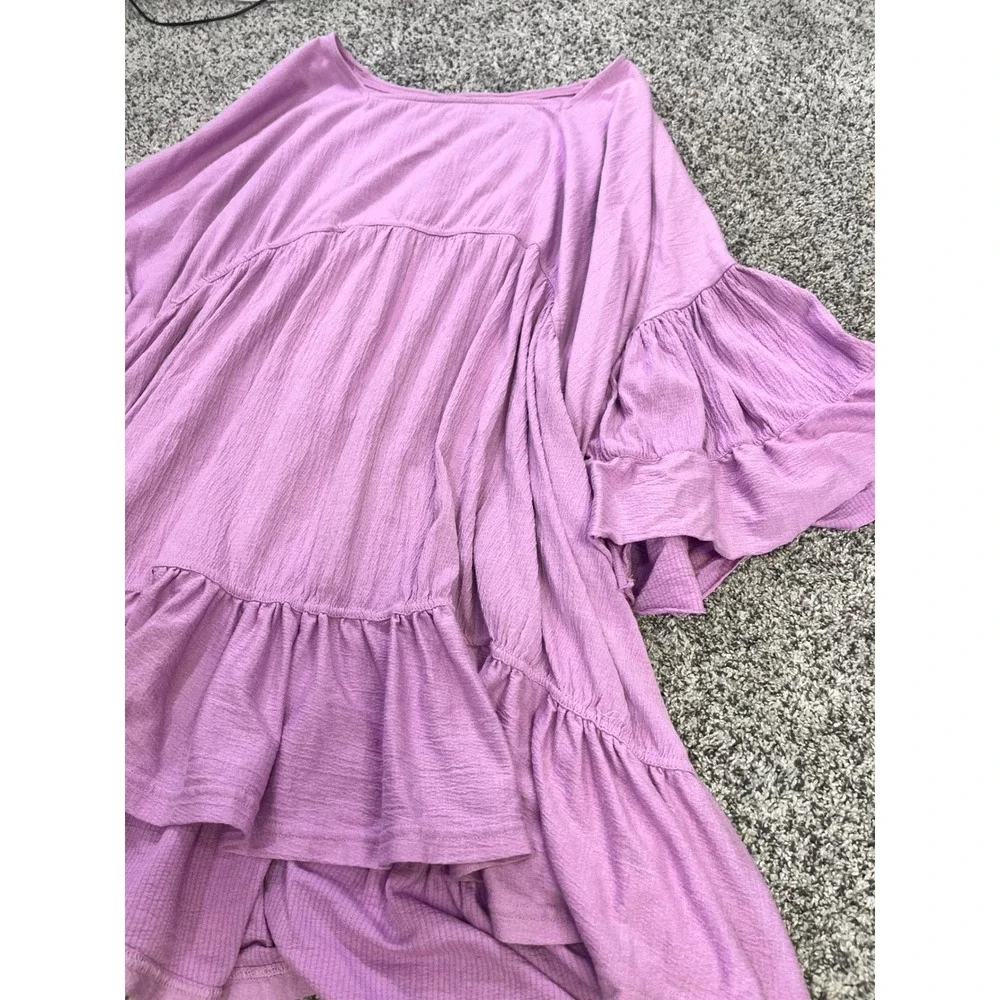 Free People El Mar FP Beach Lavender Purple Ruffle Tiered Mini Dress XS Coverup